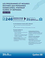 infographie Les programmes et mesures destinés aux personnes handicapées : portrait global et dépenses 2022-2023.