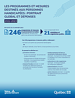 infographie Les programmes et mesures destinés aux personnes handicapées : portrait global et dépenses 2022-2023.