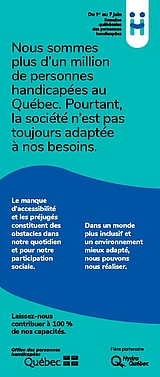 Dépliant (verso) de la Semaine québécoise des personnes handicapées, édition 2022.