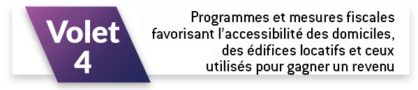 Volet 4 : Programme et mesures fiscales favorisant l’accessibilité des domiciles, des édifices locatifs et ceux utilisés pour gagner un revenu.